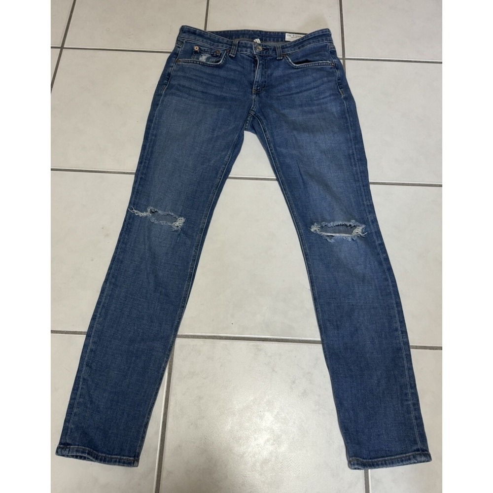 EUC! Rag & Bone Mission Dre Low Rise Slim Boyfriend Women Distressed Jeans Sz 25